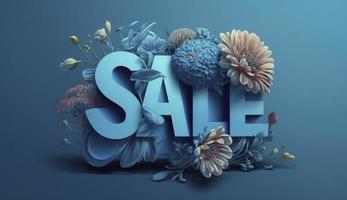Sale Design. Spring Promo Discount Banner Template with Paper Cut Flowers for Flyer, Poster, Voucher Advertising, Generate Ai photo