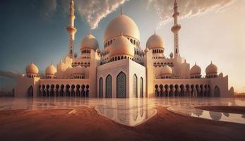 illustration of amazing architecture design of muslim mosque ramadan kareem, islamic architecture background ramadan kareem, Islamic Mosque, Ramdan, ramzan, eid, culture, arab, Generate Ai photo