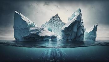 icebergs flotante en el antártico océano, generar ai foto