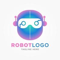 robot head vector logo design with modern and futuristic color gradient