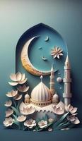 Paper art, eid mubarak, ramadan kareem, rmadan kareem greeting card, ramadan kareem banner, ramadan kareem card, eid mubarak ramadan, eid mubarak template, Generate Ai photo