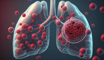 3d rendered medically accurate illustration of lung cancer, Lung cancer diagnosis and Human lungs disease. Lung Cancer or Pneumonia, Anatomy, healthcare or medicine concept , Generate Ai photo