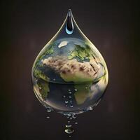 Water drop with earth for World Water Day , photo