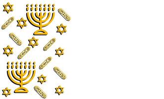golden hanukkah on white background. Jewish holiday with copy space for your text. Vector illustration