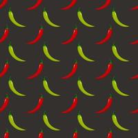 Seamless pattern green and red hot peppers. vector