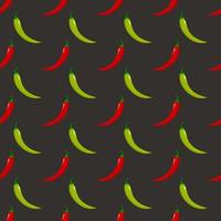 Seamless pattern green and red hot peppers. vector