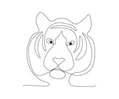 abstract Tiger Head Continuous One Line Drawing vector