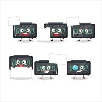 Digital alarm clock cartoon character bring information board vector