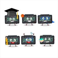 School student of digital alarm clock cartoon character with various expressions vector