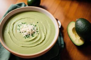 Pumpkin soup with cream and parsley. Creamy tomato soup. Chicken noodle soup. photo