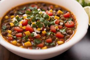 Pumpkin soup with cream and parsley. Creamy tomato soup. Chicken noodle soup. photo