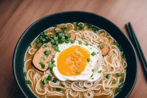 calabaza sopa con crema y perejil. cremoso tomate sopa. pollo fideos sopa. generativo ai foto