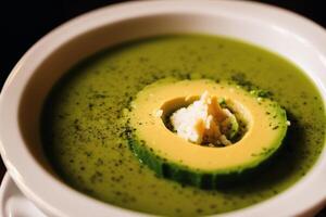 Pumpkin soup with cream and parsley. Creamy tomato soup. Chicken noodle soup. photo