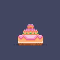 party cake in pixel art style vector