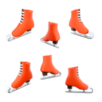 3d rendering ice figure skate icon set. 3d render skating sport, belongs to complex coordination sports different positions icon set. png