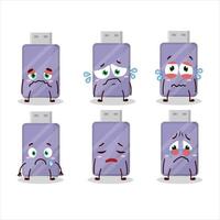 flashdisk dibujos animados en personaje con triste expresión vector