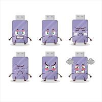 Flashdisk cartoon character with various angry expressions vector