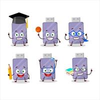 School student of flashdisk cartoon character with various expressions vector