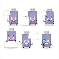 Flashdisk cartoon in character bring information board vector