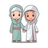 Kids Muslim Ramadhan Kareem Eid Mubarak Vector AI Illustration