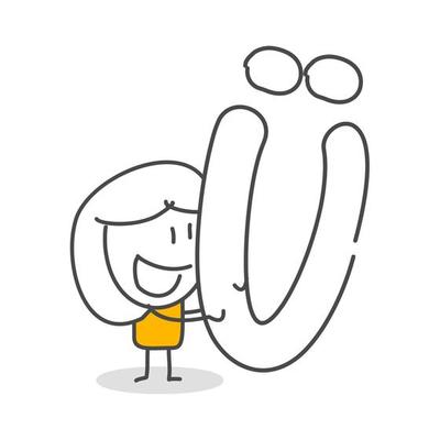 Stick figures. Alphabet. Hand drawn doodle line art cartoon design character.