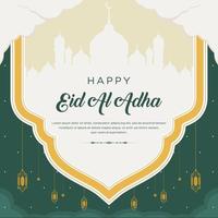 Flat eid al-adha illustration with ram and lanterns vector