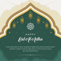 Flat eid al-adha illustration with ram and lanterns vector