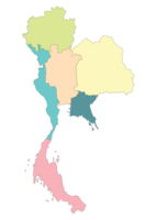carta geografica di Tailandia include sei regioni png