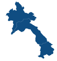 Laos kaart met blauw kleur drie Regio's png