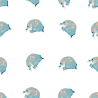Plankton, water flea, zooplankton shameless pattern. Colorful cartoon cute animal icon isolated png