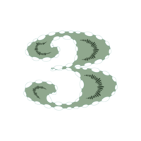 Number three or 3 with grey color isolated art design. png