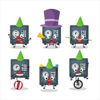 Cartoon character of safe deposit box with various circus shows vector