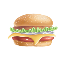 Burger. Street food. Digital illustration png