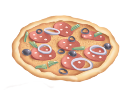 Pizza. Tasty food. Digital illustration png