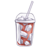 Drink with ice in a plastic glass with a straw png