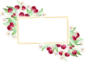 Cherry frame. Watercolor clipart png