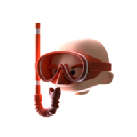 3d conception tête personnage avec nager des lunettes de protection png