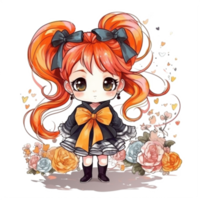 chibi söt liten flicka png