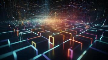 Big data concept Digital data flow Transferring glowing image photo