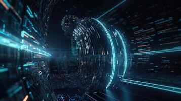 Big data concept Digital data flow very fast Transferring photo
