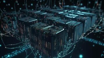 Technology of Big data concept Digital data flow Transferring photo
