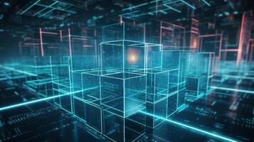 Image of technology of Big data concept Digital data flow Transferring photo