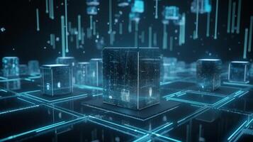 Big data concept Digital data flow Transferring glowing photo