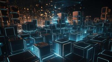Big data concept Digital data flow Transferring photo