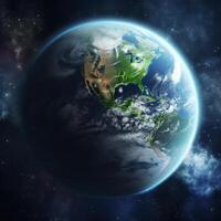 Earth on universe background photo