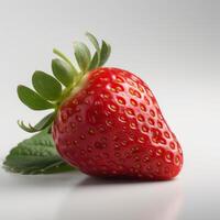 A vibrant ripe strawberry on white background photo