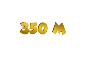 350 Million  subscribers celebration greeting banner with Gold Design png