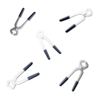 3d rendering construction tongs icon set. 3d render hand tools used in carpentry, when performing repair work different positions icon set. png