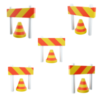3d rendering under construction concept with stop sign icon set. 3d rendering indicate dangerous places and designate infrastructure facilities different positions icon set. png