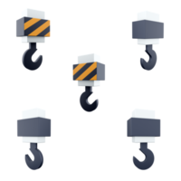3d tolkning torn kran ikon uppsättning. 3d framställa fock typ svängning kran med fock annorlunda positioner ikon uppsättning. png